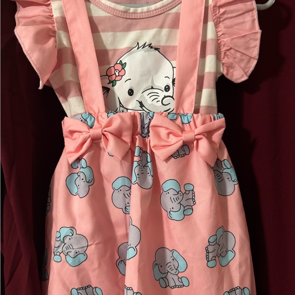 Other - Kids Pink Elephant Print Dress with Bows